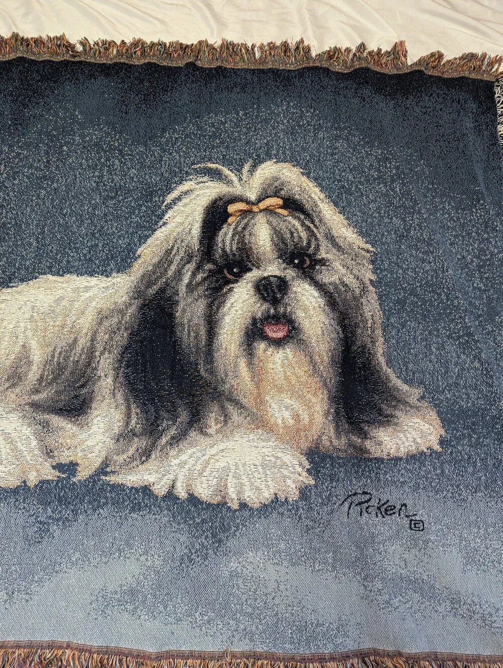 Laura Picken Shih Tzu Woven Tapestry Throw Blanket 42